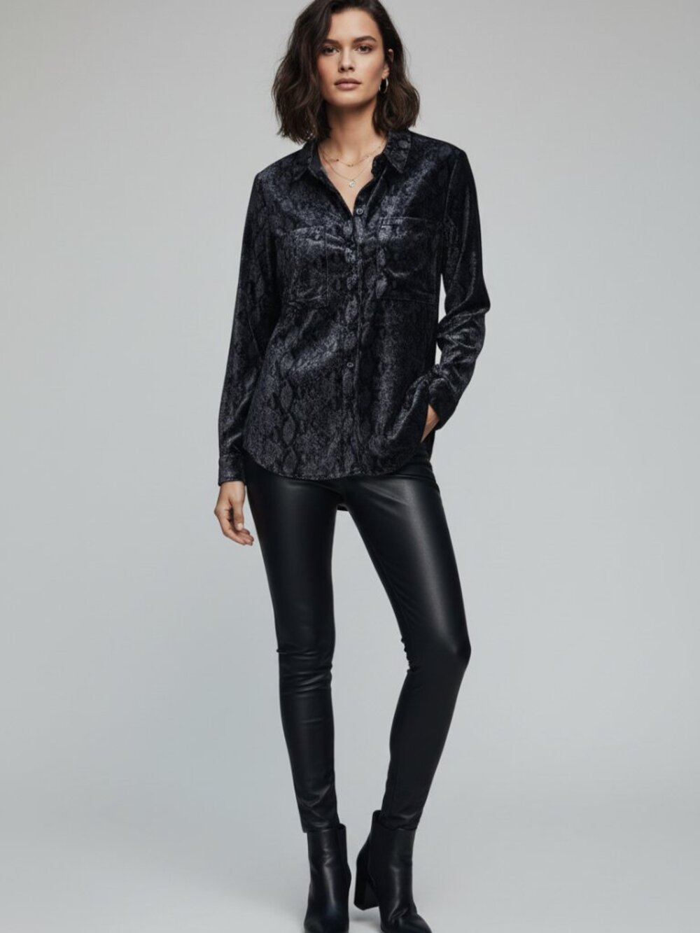 Statement! Pilcro Anthropologie Snake Print Velvet Button Down (Size S, NWT)